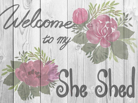 Welcome She Shed 3 White Modern Wood Framed Art Print with Double Matting by Prime, Marcus