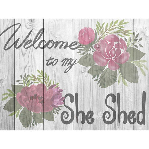 Welcome She Shed 3 White Modern Wood Framed Art Print by Prime, Marcus