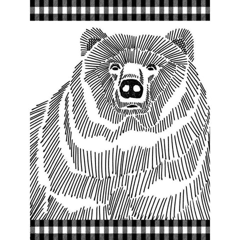Checkered Bear 1 Gold Ornate Wood Framed Art Print with Double Matting by Prime, Marcus