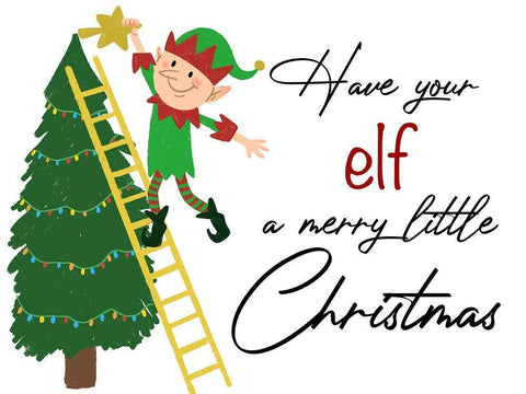 Elf Christmas 1 White Modern Wood Framed Art Print with Double Matting by Prime, Marcus