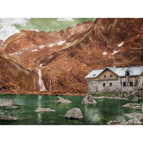Fall Lake 1 Black Modern Wood Framed Art Print with Double Matting by Prime, Marcus