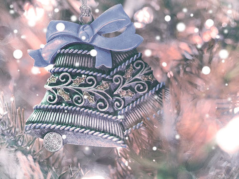 Christmas Bells V2 Black Ornate Wood Framed Art Print with Double Matting by Prime, Marcus