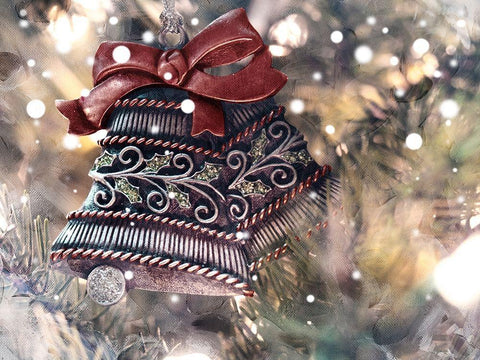 Christmas Bells White Modern Wood Framed Art Print with Double Matting by Prime, Marcus