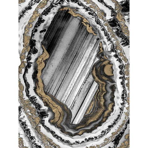 Golden Geode 1 White Modern Wood Framed Art Print by Prime, Marcus
