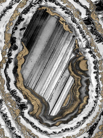 Golden Geode 1 White Modern Wood Framed Art Print with Double Matting by Prime, Marcus