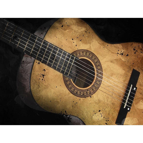 Acoustic Guitar Black Modern Wood Framed Art Print with Double Matting by Prime, Marcus