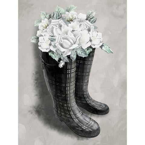 Rain Fall Blooms 1 Black Modern Wood Framed Art Print with Double Matting by Prime, Marcus
