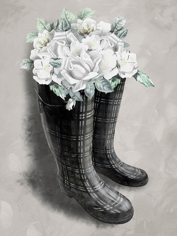 Rain Fall Blooms 1 White Modern Wood Framed Art Print with Double Matting by Prime, Marcus