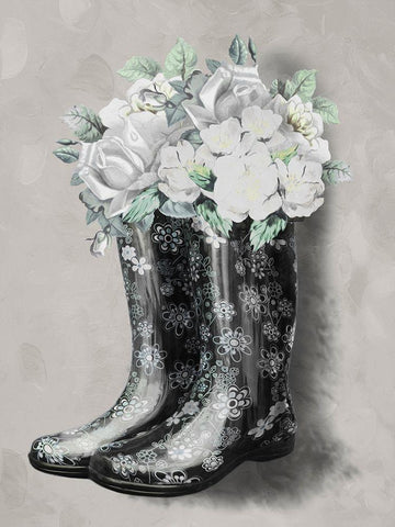 Rain Fall Blooms 2 Black Ornate Wood Framed Art Print with Double Matting by Prime, Marcus