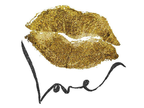 Loving Glitter Kiss White Modern Wood Framed Art Print with Double Matting by Prime, Marcus
