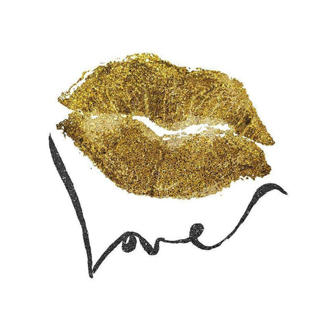 Loving Glitter Kiss White Modern Wood Framed Art Print by Prime, Marcus