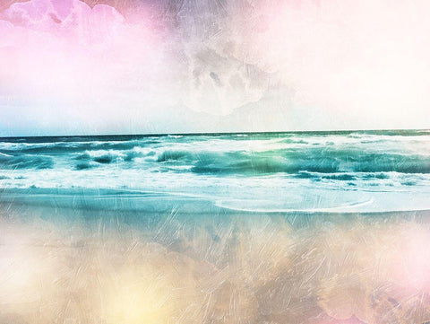 CMYK Beach 1 Black Ornate Wood Framed Art Print with Double Matting by Prime, Marcus