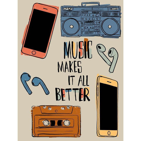 Better Music 2 Black Modern Wood Framed Art Print with Double Matting by Prime, Marcus