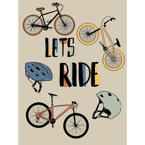 Lets Ride Black Modern Wood Framed Art Print with Double Matting by Prime, Marcus