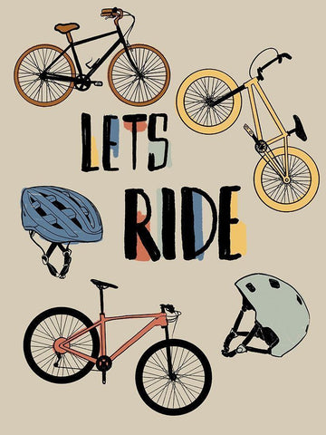 Lets Ride White Modern Wood Framed Art Print with Double Matting by Prime, Marcus