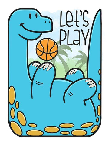 Dino Playing Black Ornate Wood Framed Art Print with Double Matting by Prime, Marcus
