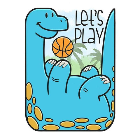 Dino Playing White Modern Wood Framed Art Print by Prime, Marcus