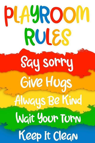 Playroom Rules White Modern Wood Framed Art Print with Double Matting by Prime, Marcus