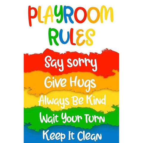 Playroom Rules Gold Ornate Wood Framed Art Print with Double Matting by Prime, Marcus