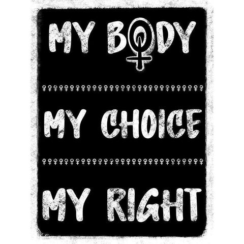 My Body My Choice Black Modern Wood Framed Art Print by Prime, Marcus