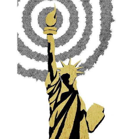 Golden Liberty White Modern Wood Framed Art Print by Prime, Marcus