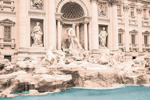 Fontana Di Trevi Black Ornate Wood Framed Art Print with Double Matting by Prime, Marcus