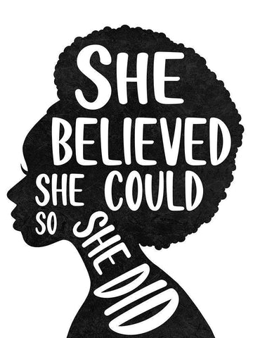 She Believed White Modern Wood Framed Art Print with Double Matting by Prime, Marcus