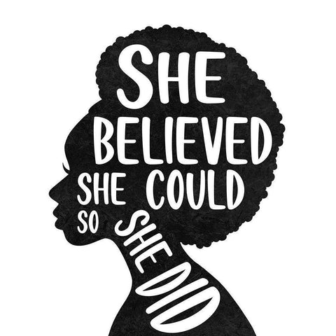 She Believed Black Modern Wood Framed Art Print with Double Matting by Prime, Marcus