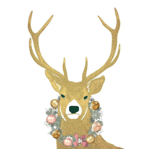 Festive Stag Black Modern Wood Framed Art Print by Prime, Marcus