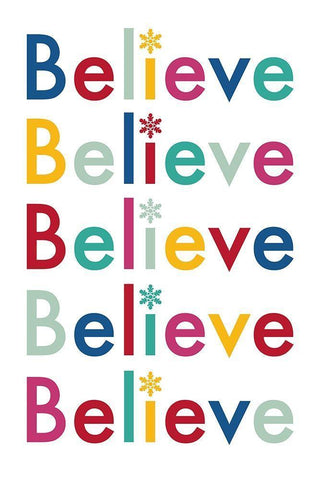 Believe Repeat. White Modern Wood Framed Art Print with Double Matting by Prime, Marcus