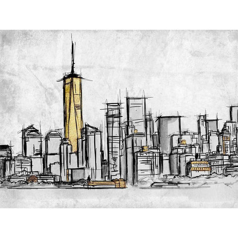 City Of Gold 2 White Modern Wood Framed Art Print by Prime, Marcus