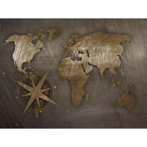 World Compass White Modern Wood Framed Art Print by Prime, Marcus