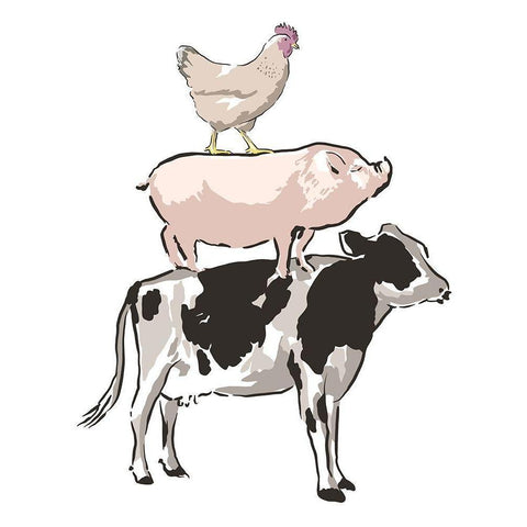 Barn Friends 1 Black Modern Wood Framed Art Print with Double Matting by Prime, Marcus