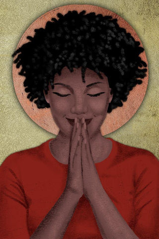 Praying Goddess 2 Black Ornate Wood Framed Art Print with Double Matting by Prime, Marcus