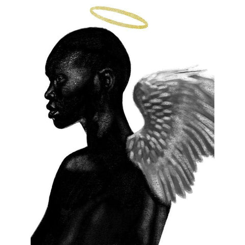 Guardian Angel Black Modern Wood Framed Art Print by Prime, Marcus