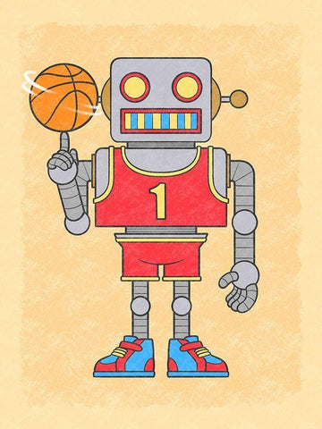 Robo Hoops Black Ornate Wood Framed Art Print with Double Matting by Prime, Marcus