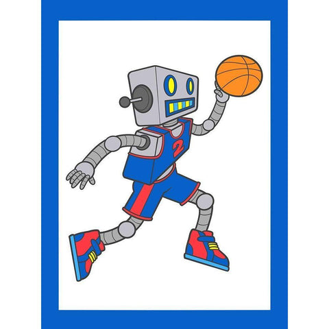 Robo Hoops 4 White Modern Wood Framed Art Print by Prime, Marcus