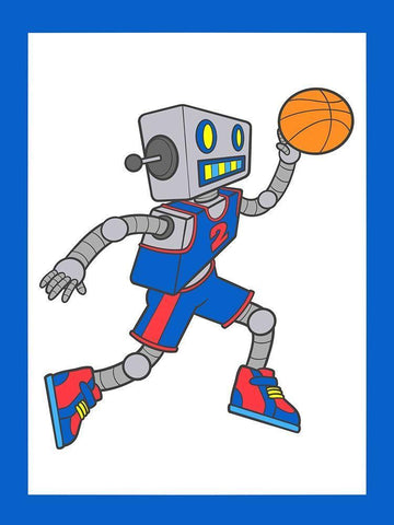 Robo Hoops 4 Black Ornate Wood Framed Art Print with Double Matting by Prime, Marcus