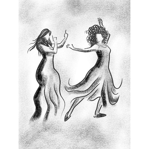 Dancing Friends 3 Black Modern Wood Framed Art Print with Double Matting by Prime, Marcus