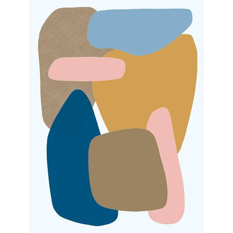 Merging Pastel Pebbles 1 Gold Ornate Wood Framed Art Print with Double Matting by Prime, Marcus