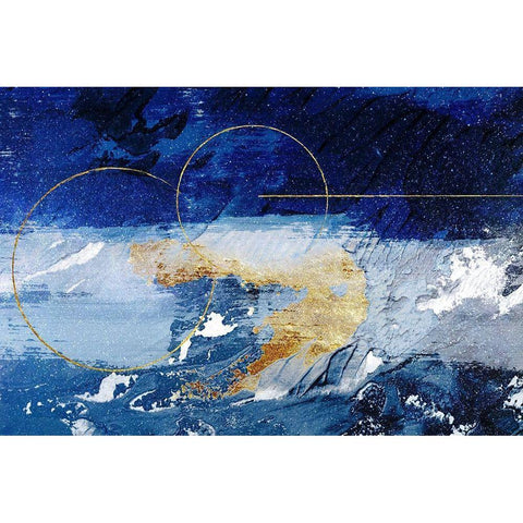 Indigo Gold Storm 2 Black Modern Wood Framed Art Print with Double Matting by Prime, Marcus
