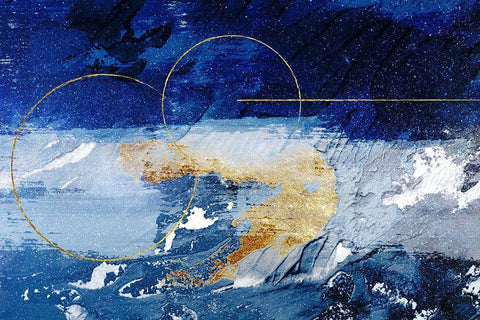 Indigo Gold Storm 2 White Modern Wood Framed Art Print with Double Matting by Prime, Marcus