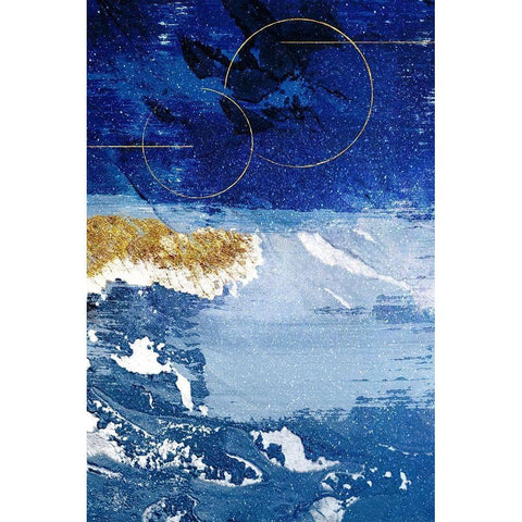 Indigo Gold Storm 3 White Modern Wood Framed Art Print by Prime, Marcus