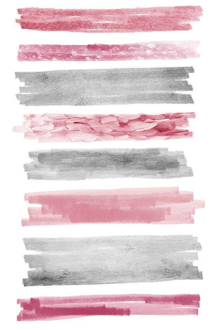 Blush Paint Streaks White Modern Wood Framed Art Print with Double Matting by Prime, Marcus