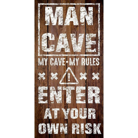 Enter Man Cave Gold Ornate Wood Framed Art Print with Double Matting by Prime, Marcus