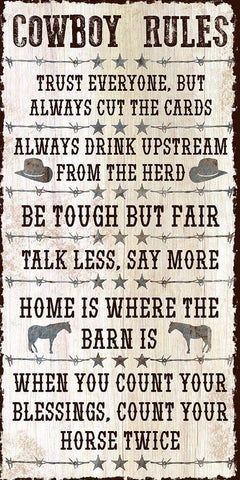 Tough Cowboy Rules White Modern Wood Framed Art Print with Double Matting by Prime, Marcus