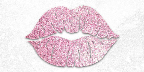 Pink Glitter Kiss Black Ornate Wood Framed Art Print with Double Matting by Prime, Marcus