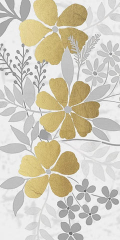 Floral Golden Bunch 1 White Modern Wood Framed Art Print with Double Matting by Prime, Marcus