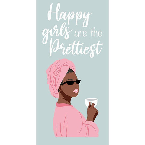 Happy Girls Black Modern Wood Framed Art Print with Double Matting by Prime, Marcus