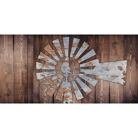 Rusty Windmill Gold Ornate Wood Framed Art Print with Double Matting by Prime, Marcus